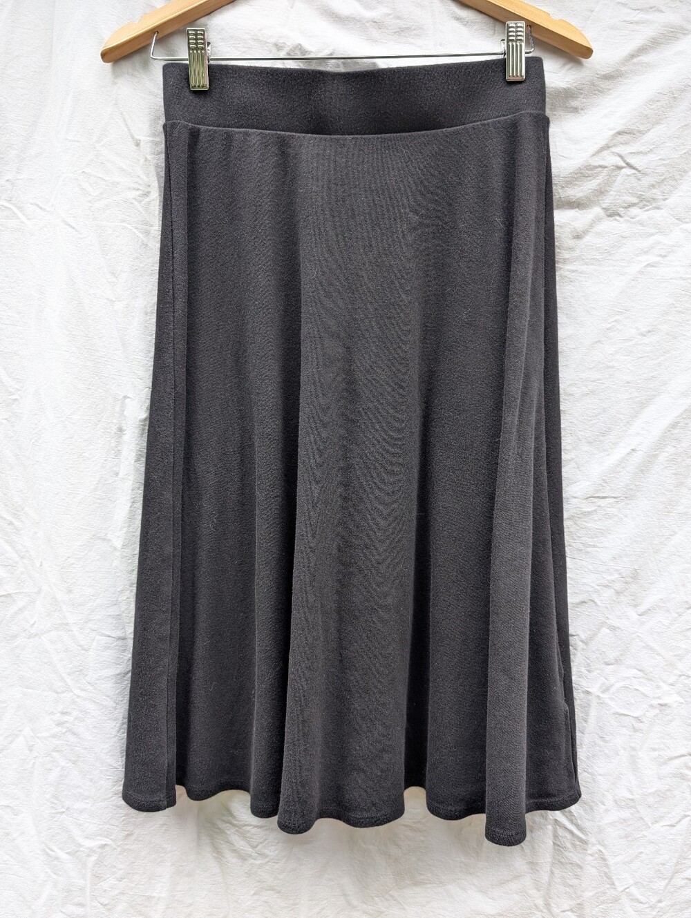 Lands End Flowy Midi Skirt Cotton Black Sz XS 2-4